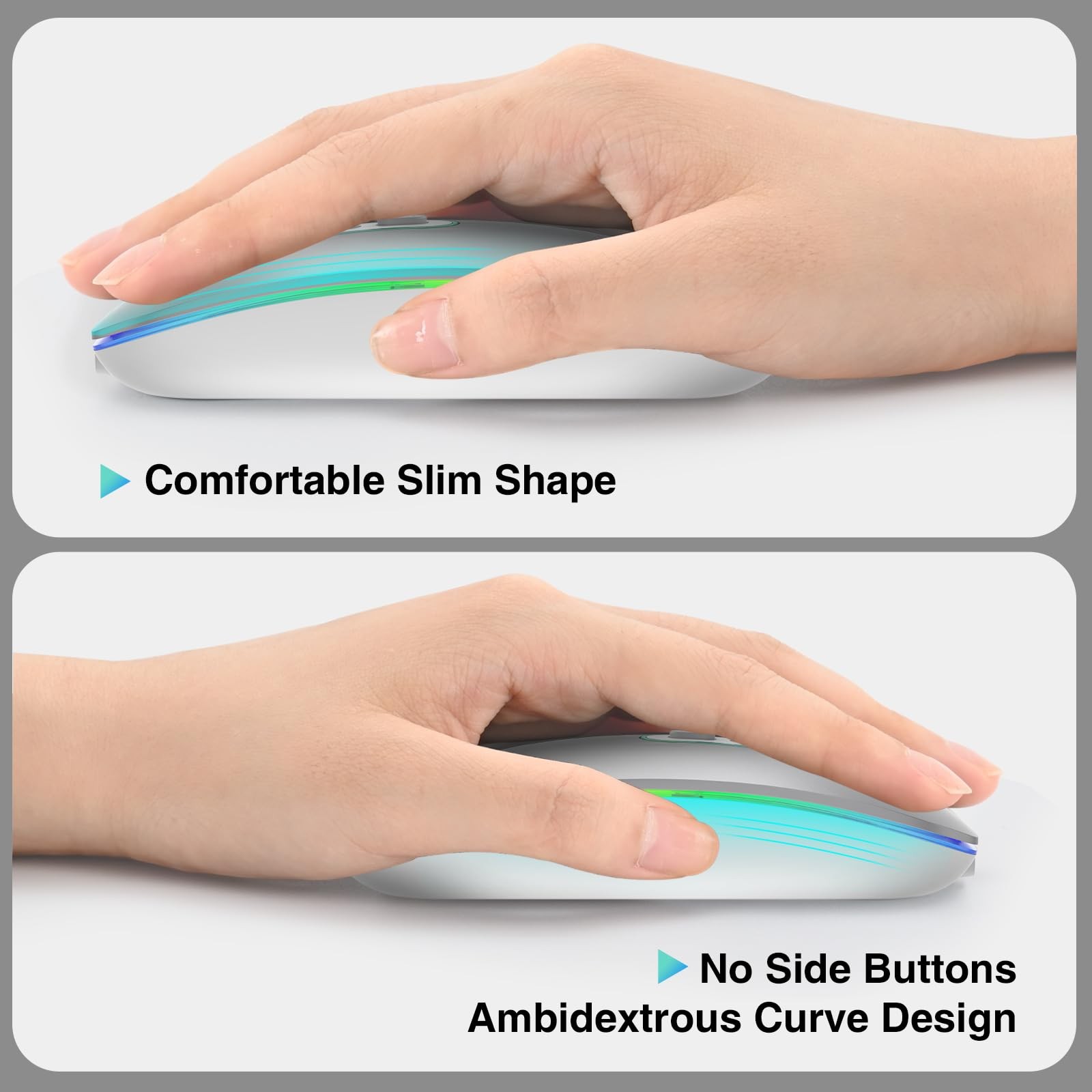 Rechargeable 2.4G BT Wireless Slim Mouse 1600 DPI USB Receiver Mac PC Laptop