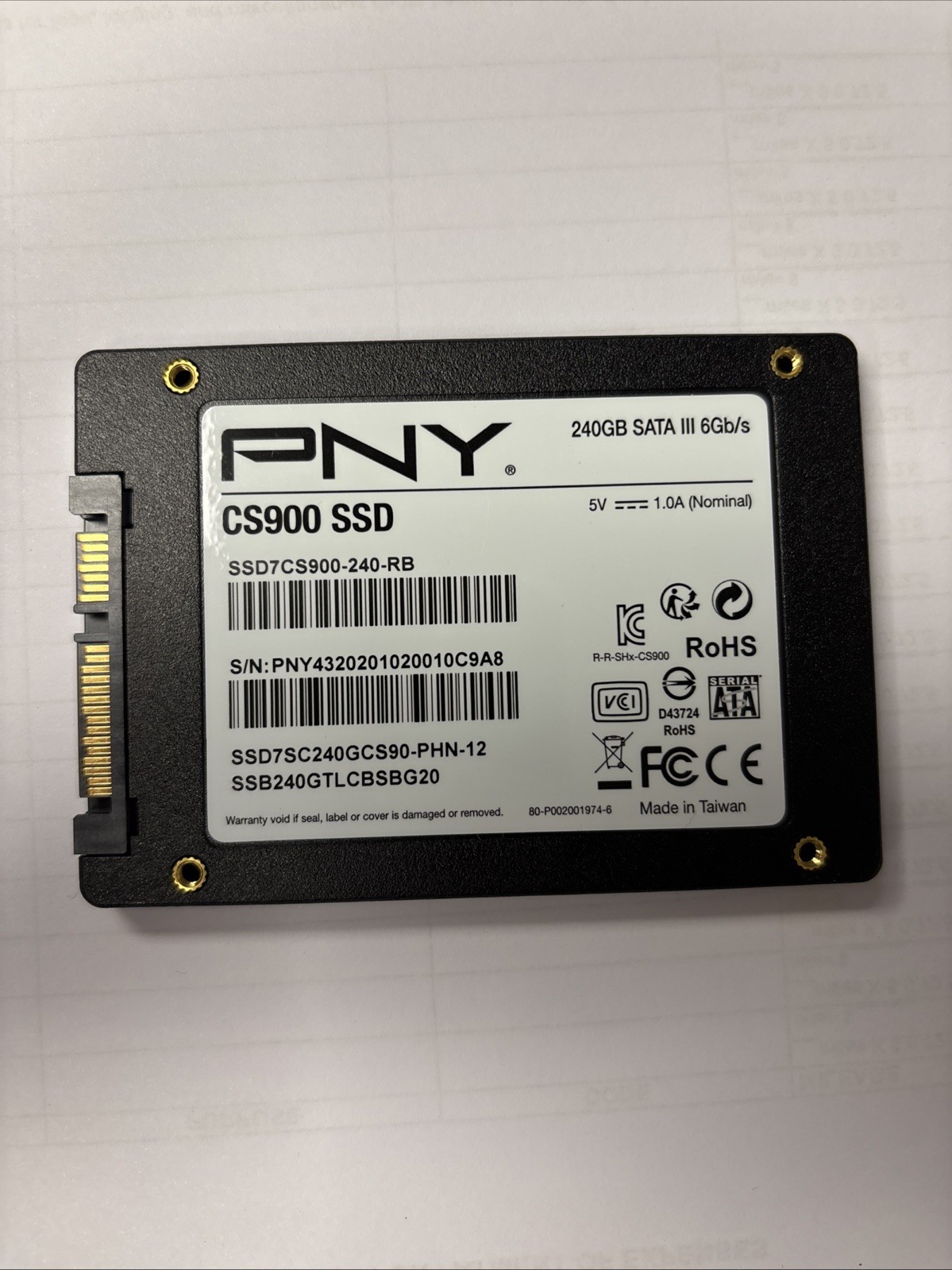 PNY CS900 240GB 2.5″ SATA III 6Gb/s Internal SSD Solid State Drive Tested Works