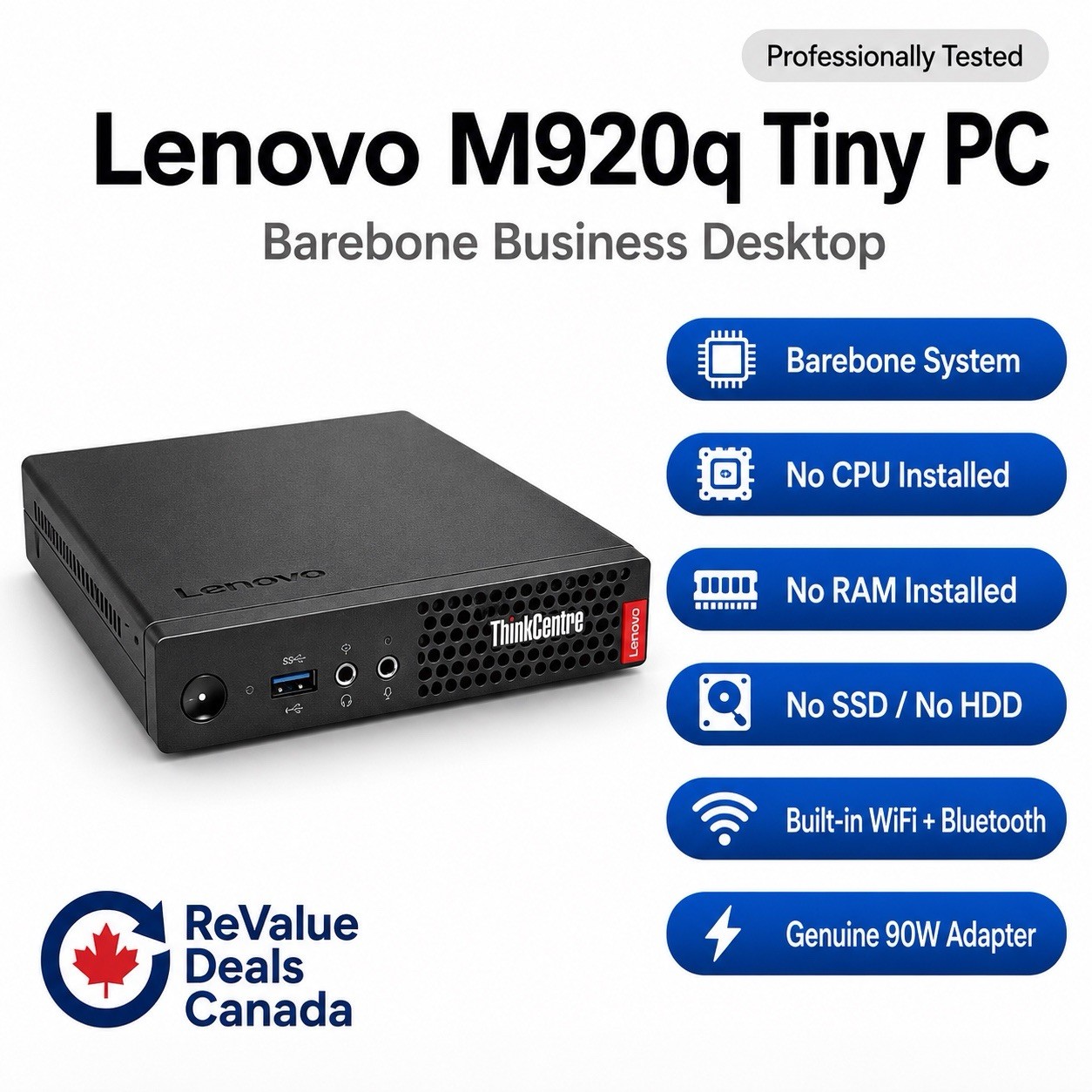 Lenovo ThinkCentre M920q Tiny Barebone PC WiFi BT 90W Adapter No CPU RAM SSD