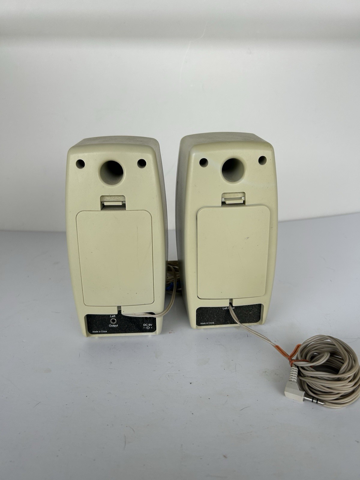 Vintage Cyber Acoustics CA Powered Desktop PC Gaming Speakers Beige Retro Tested