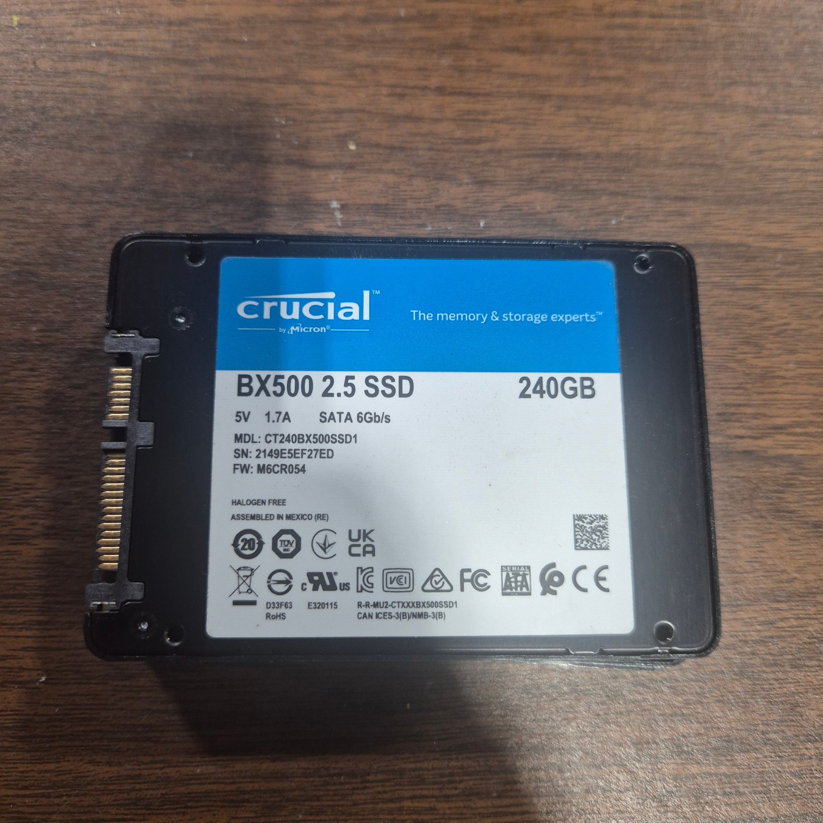 Crucial BX500 CT240BX500SSD1 240GB 2.5″ SATA 6Gb/s SSD Solid State Drive