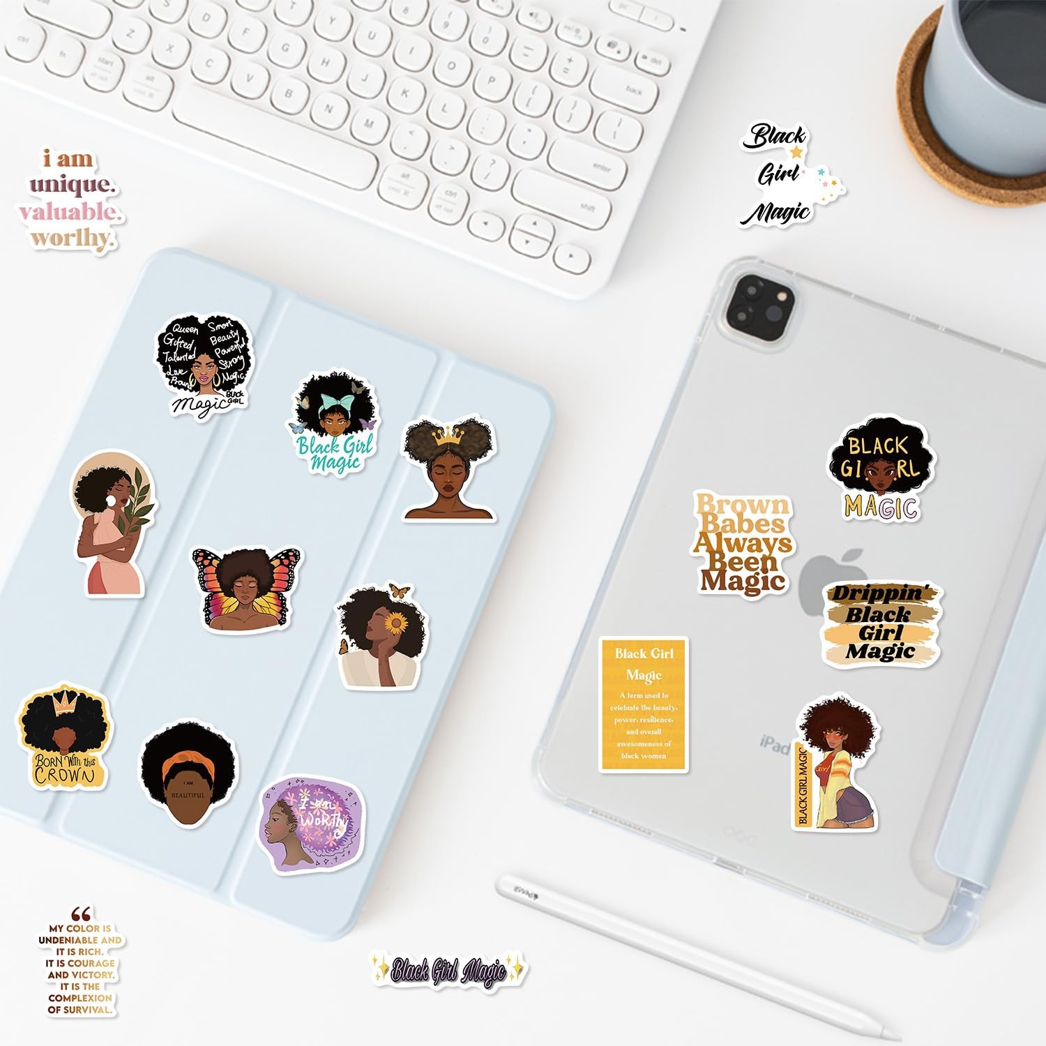 Black Girl Magic Stickers – 50 Pcs Planner 1.57-2.76 inch,