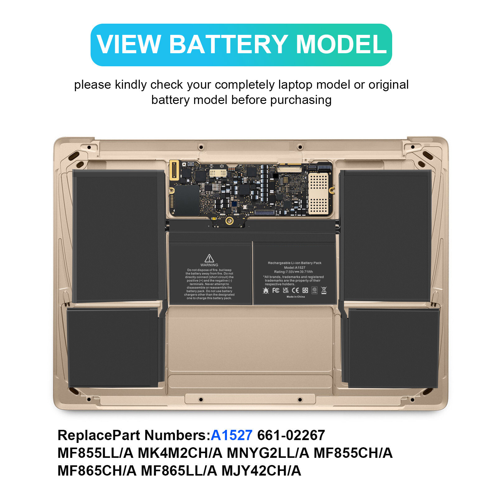 A1527 A1534 Battery for Apple MacBook Retina 12″ Early 2015 2016 Mid 2017