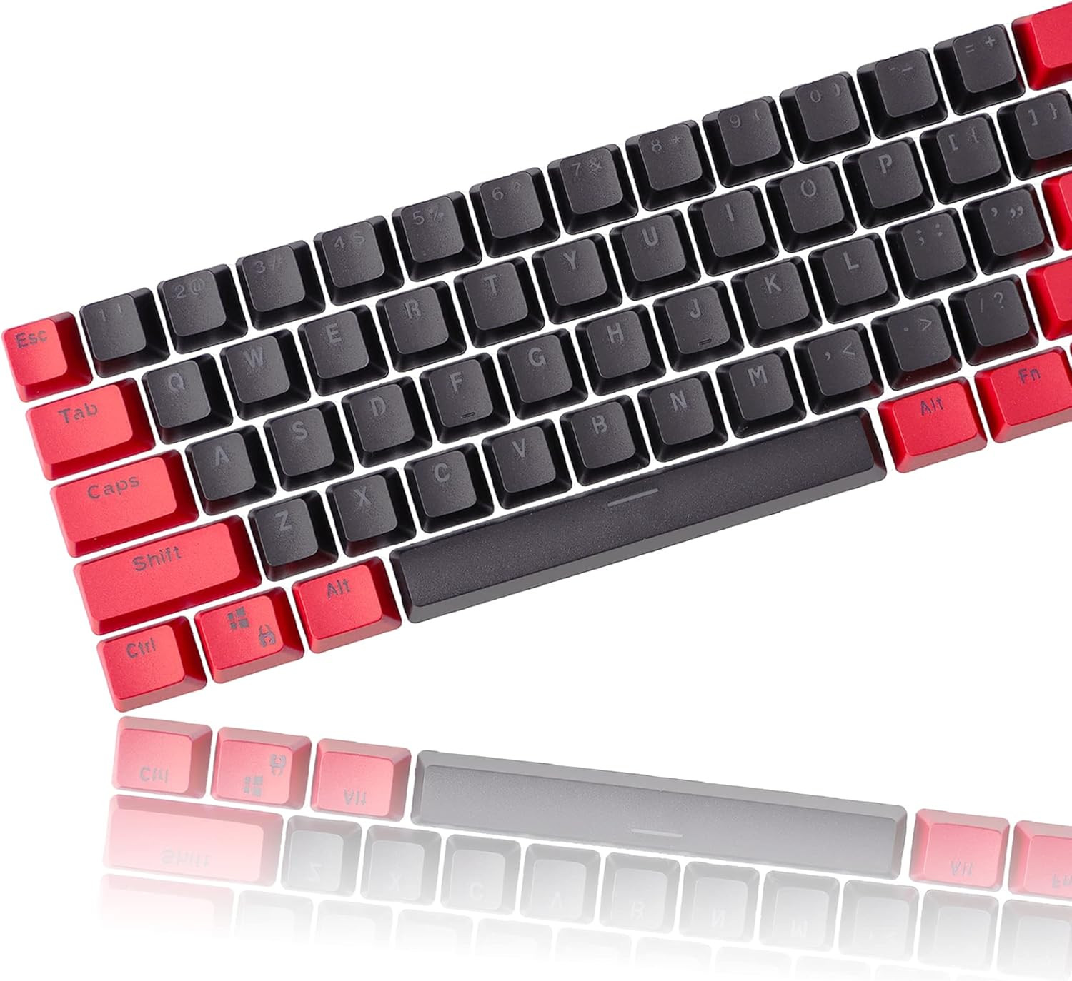 PBT Keycaps Red and Black Keycaps 60 Percent, OEM Profile Custom keycaps Set, Su