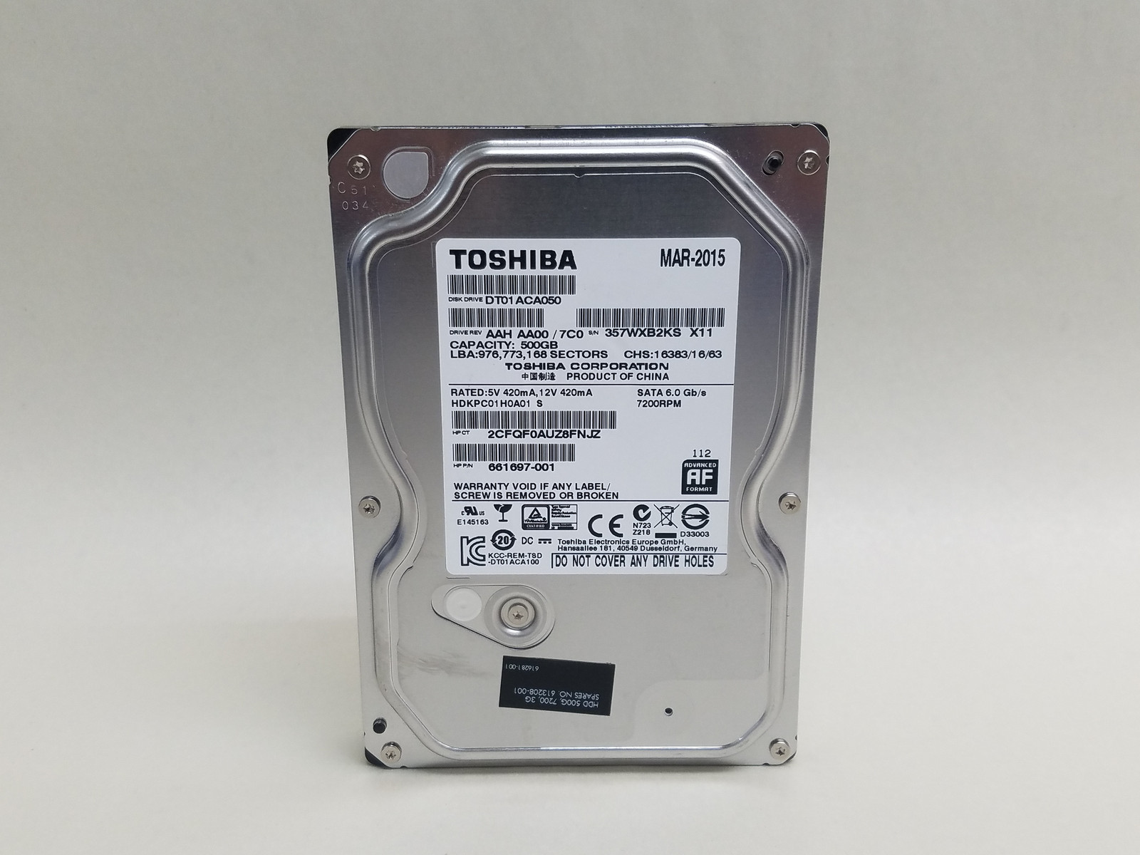 Toshiba DT01ACA050 500 GB SATA III 7.2K 3.5 in Desktop Hard Drive
