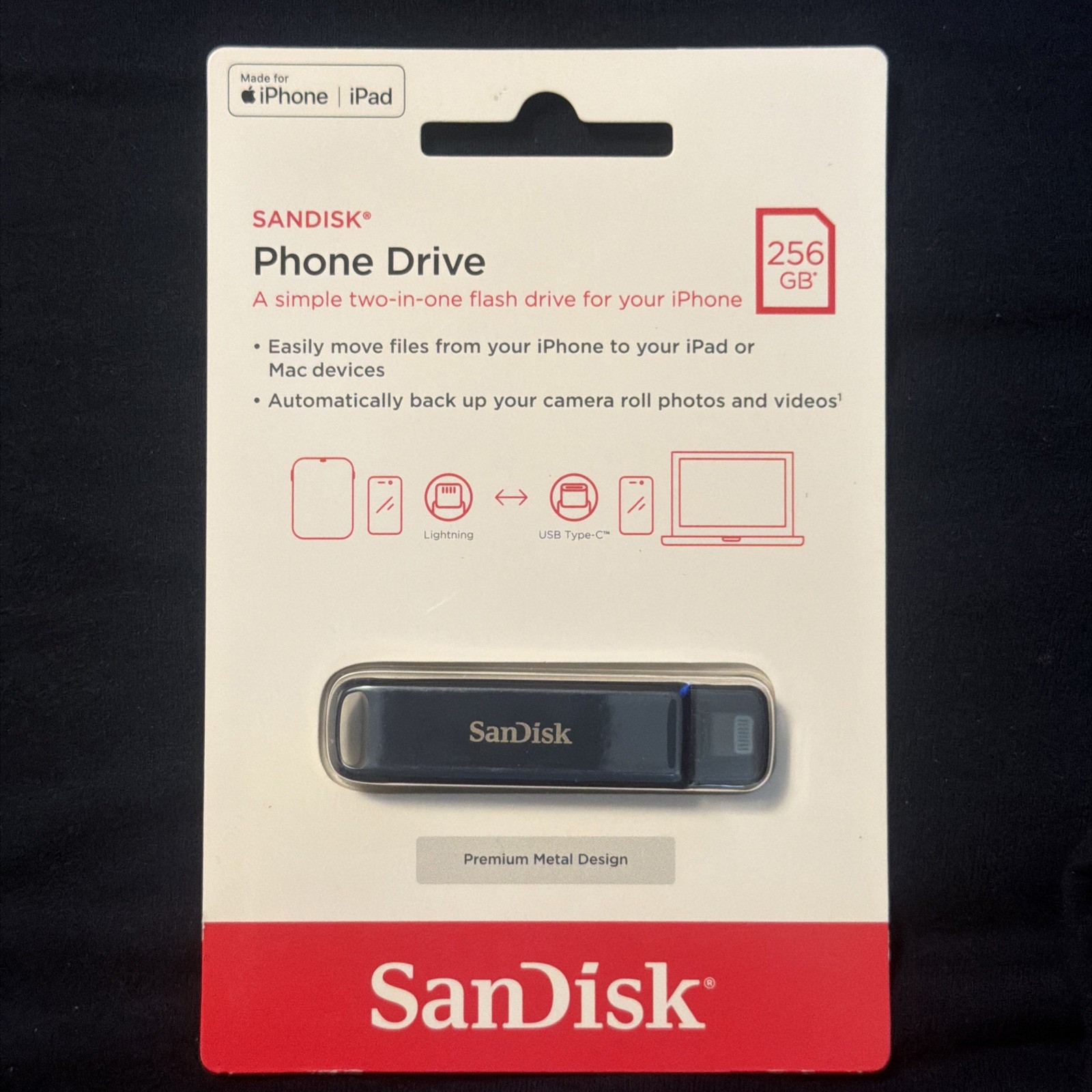 SanDisk SDIXD0N-256G-AW6ME Phone Drive 256GB USB Flash Drive for iPhone,