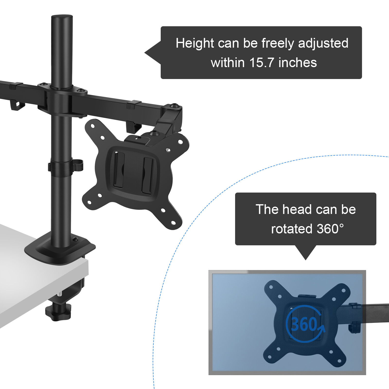 Dual Monitor Stand 10-32in Screen Adjustable Swivel VESA Gas Spring Desk Mount