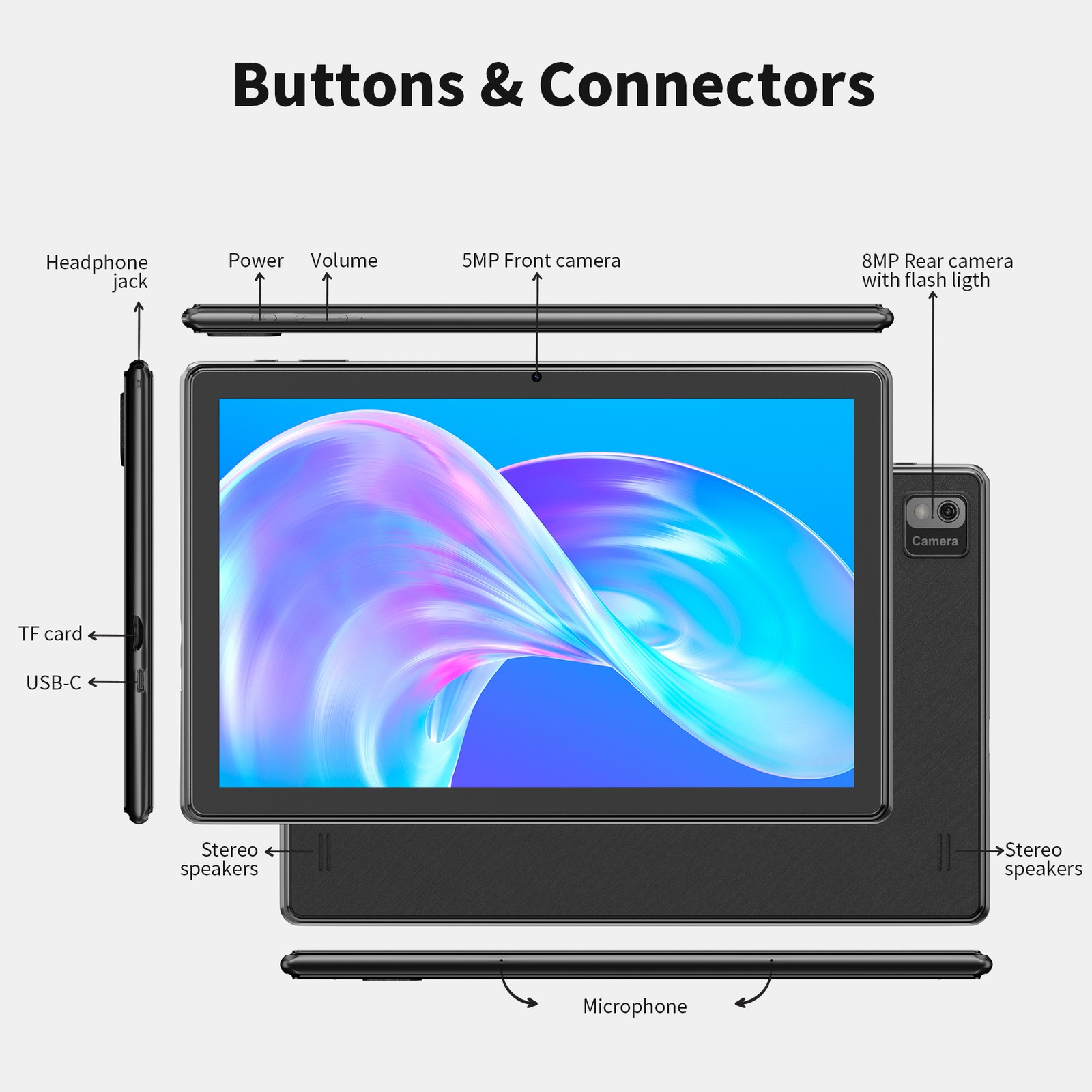 10.1″ WIFI Tablet Android 12 128GB Tablet Pad Dual-Core Netflix Dual Camera US
