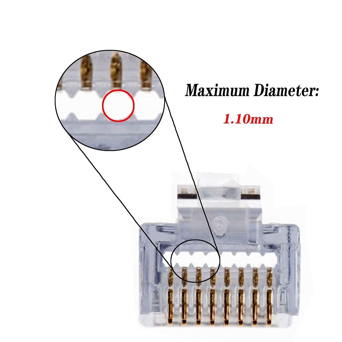 100-Pack Gold Plated RJ45 Cat6 Pass-Through Connectors – 8P8C Ethernet Plugs