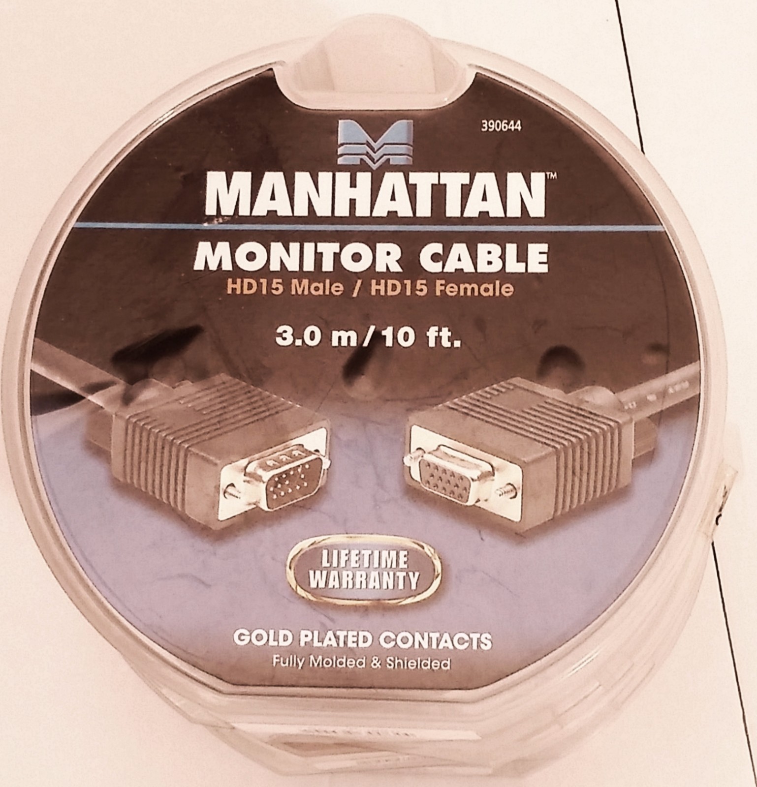 10 Ft Monitor Cable Male to Female Gold Plated Contacts Molded & Shielded