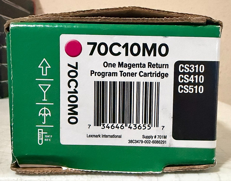 Lexmark 70C10M0 Magenta Toner Cartridge For CS310 CS410 CS510 Sealed Retail Box