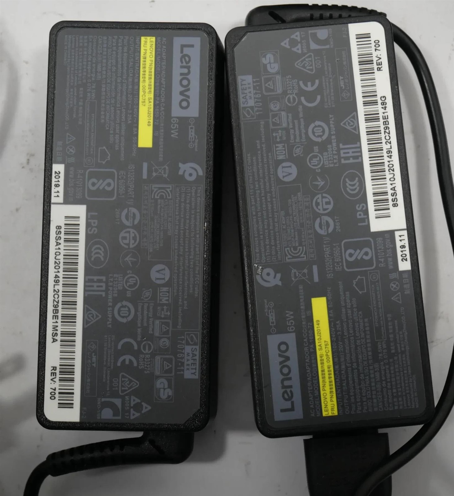 Lot of 10 Lenovo AC charger 20V/3.25A/65W – Free Shipping