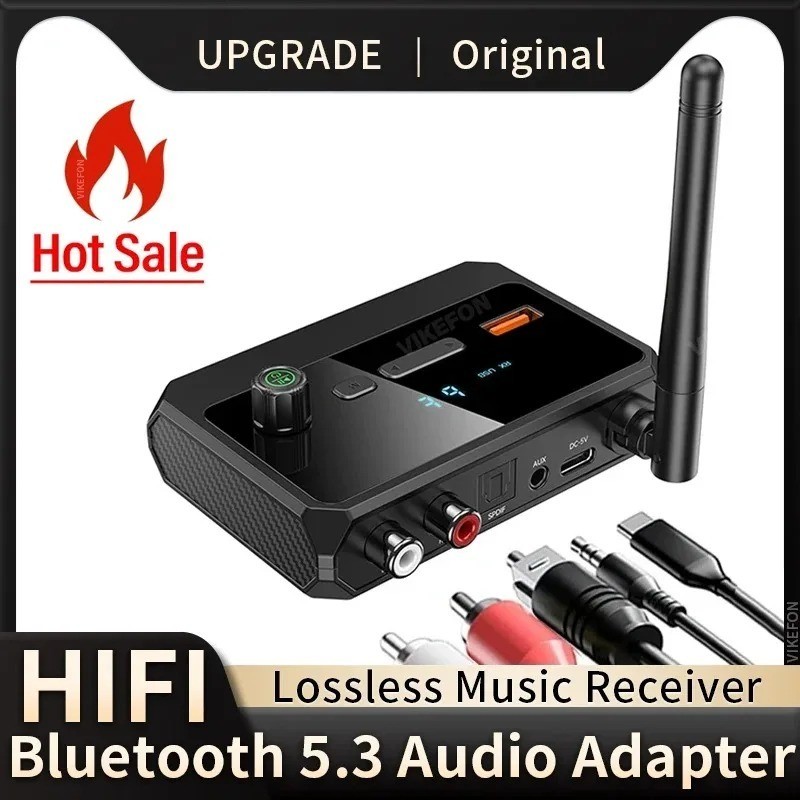 Bluetooth 5.3 Home Stereo Audio Receiver AUX USB Optical HD Music to RCA Adapter