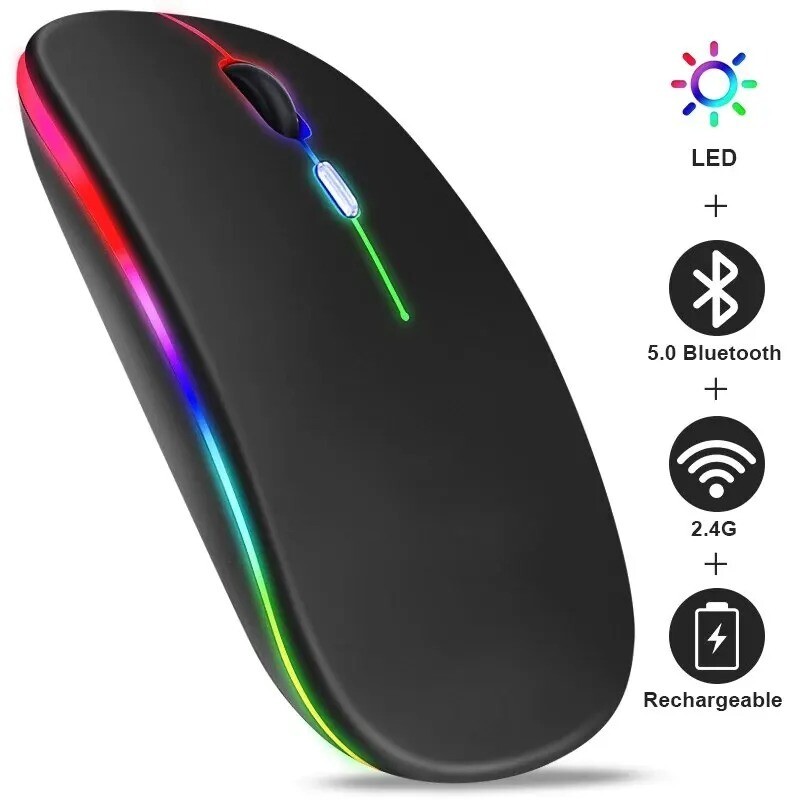 2.4GHz Bluetooth Wireless Optical Mouse USB Rechargeable RGB Office PC Laptop