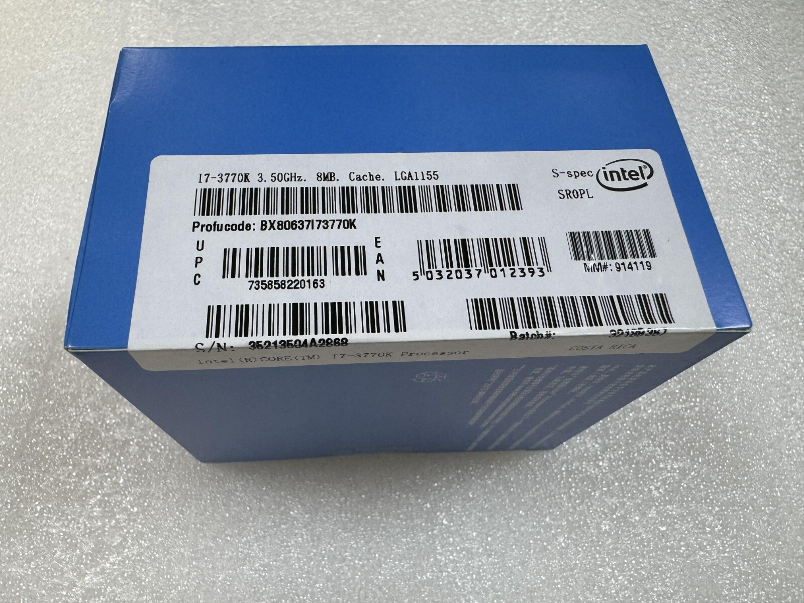 New in box Intel Core i7-3770K 3.5GHz LGA1155 4Core 8M 5 GT/s CPU Processor