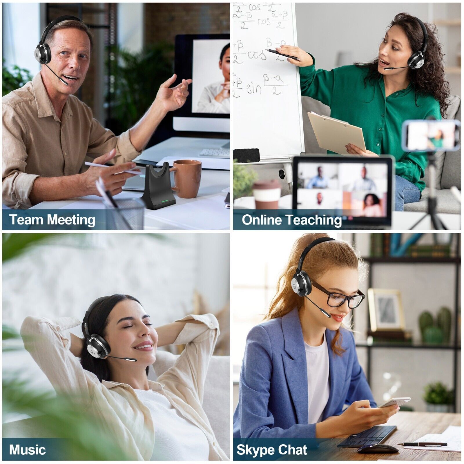 Wireless Headset Bluetooth Headphone with Mic USB Dongle for PC/Laptop/Cellphone