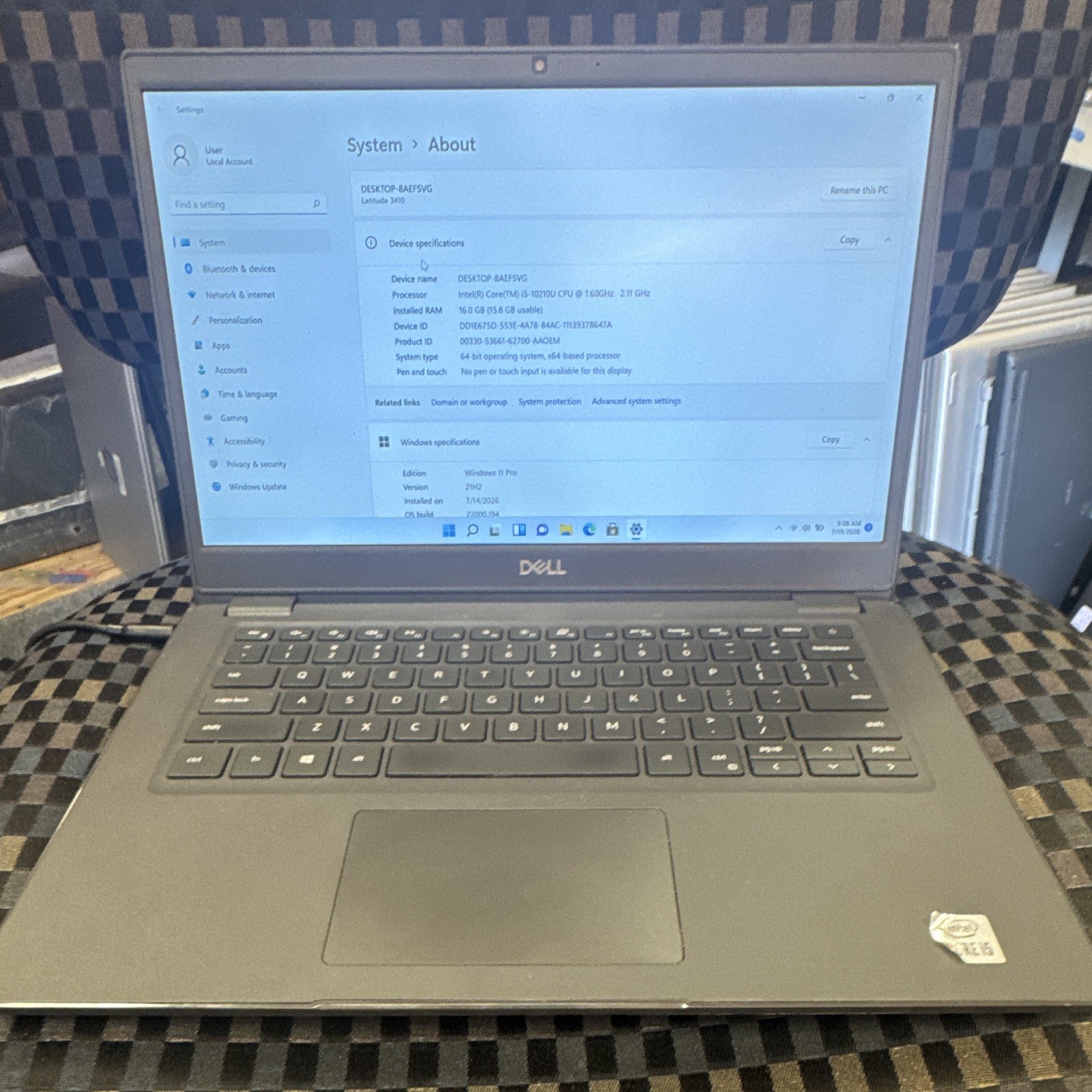 Dell Latitude 3410 14″ i5-10210U 16GB 256GB SSD Win 11 Pro Gray