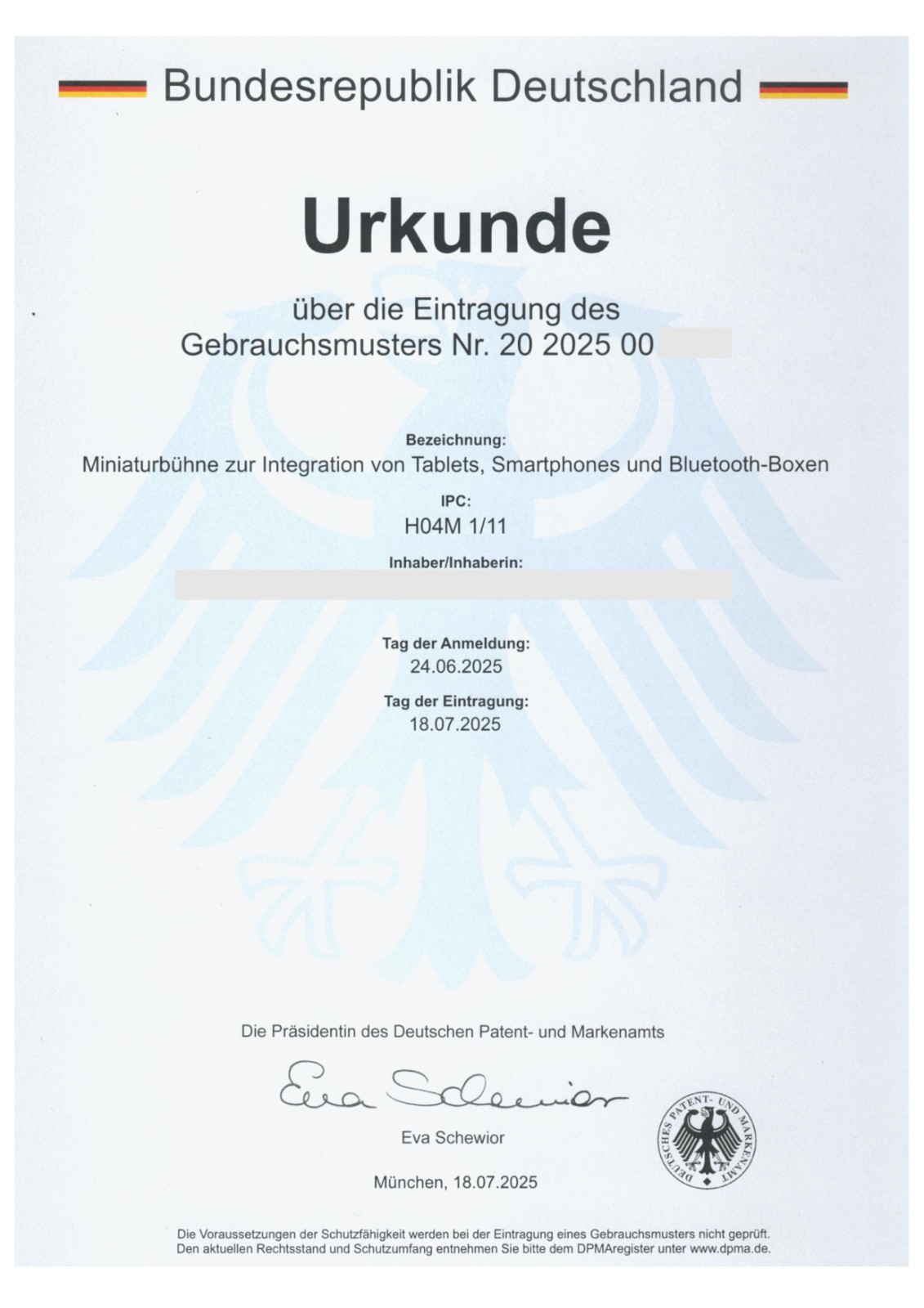 Startup 2026! Registered property right GBM to be given for continuation.