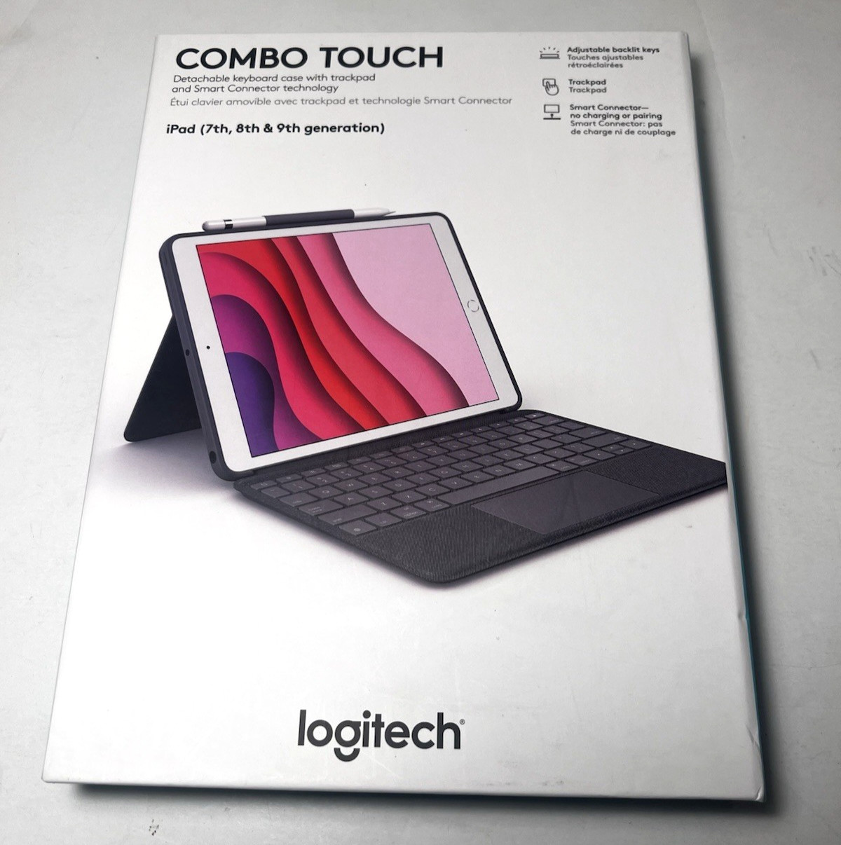 LOGITECH Combo Touch iPad KEYBOARD CASE (7th, 8th, 9th Gen TRACKPAD Graphite NEW