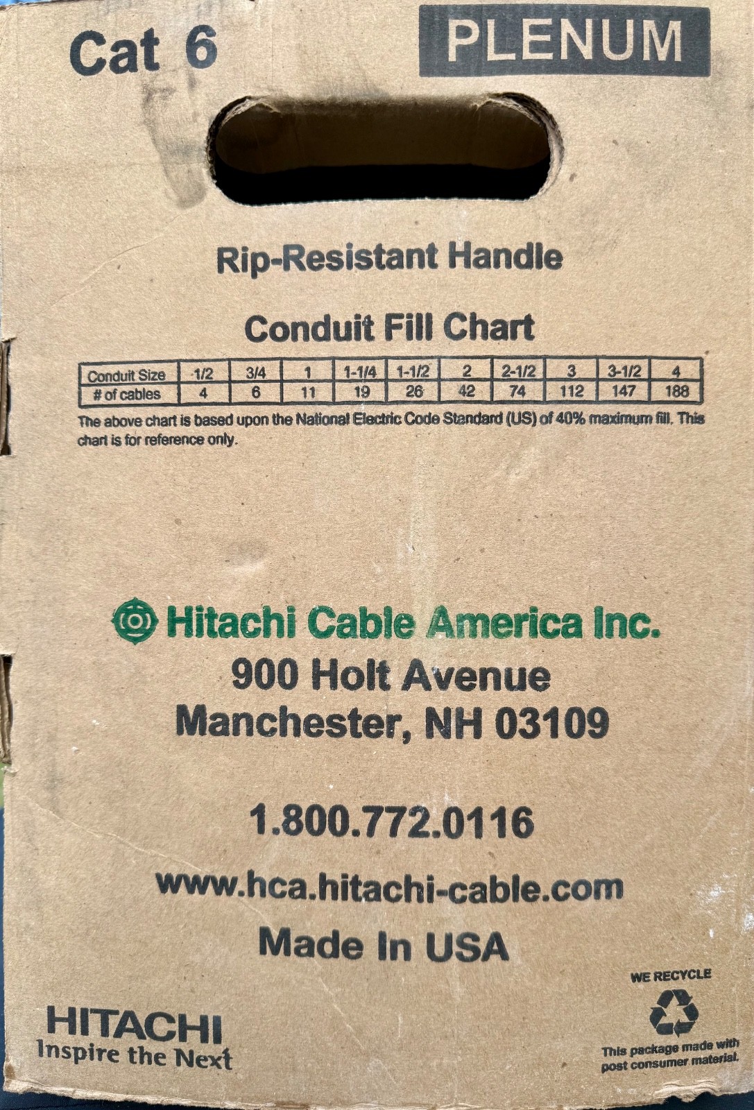HITACHI Cable 30237-008 CAT6 XS P CMP Plenum White – 1000 FEET