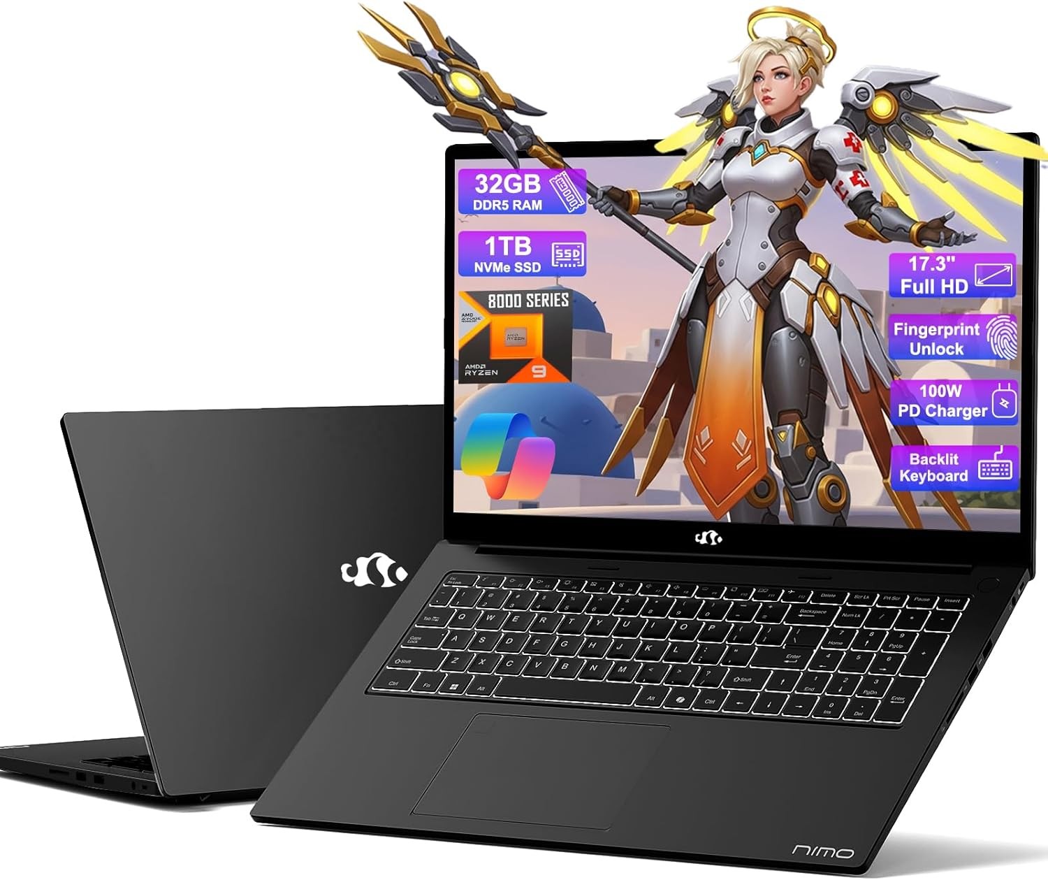 17.3 Gaming Laptop Ryzen 9 8945HS 32GB RAM 1TB SSD Radeon 780M PD 100W USB-C