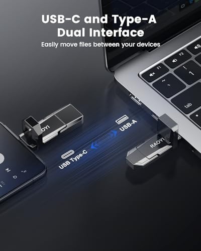 256GB Portable USB C External SSD, 2-in-1 Solid State Drive, 450MB/s Speed, Dual