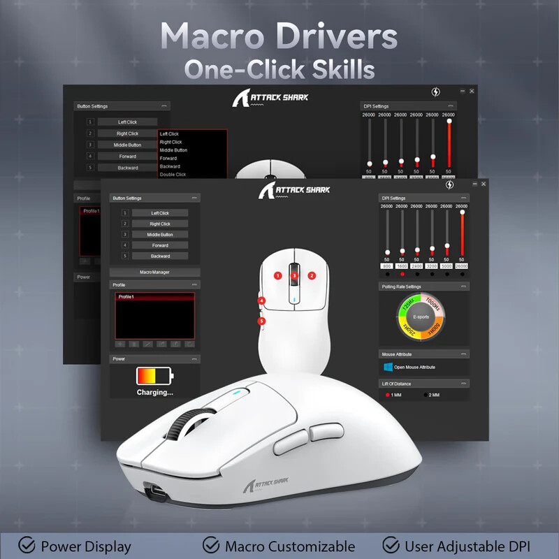 ATTACK SHARK X3 49g Lightweight Wireless Gaming Mouse Tri-Mode 26K DPI,PAW3395