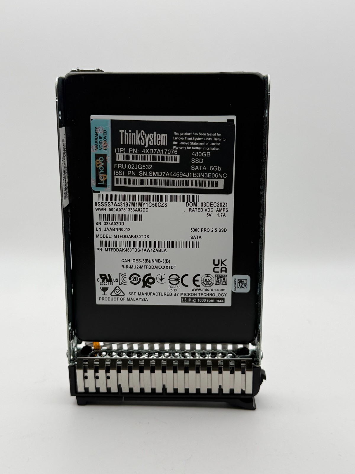 Lenovo Micron 02JG532 MTFDDAK480TDS 480GB 2.5″ SATA 6Gbps SSD ThinkSystem
