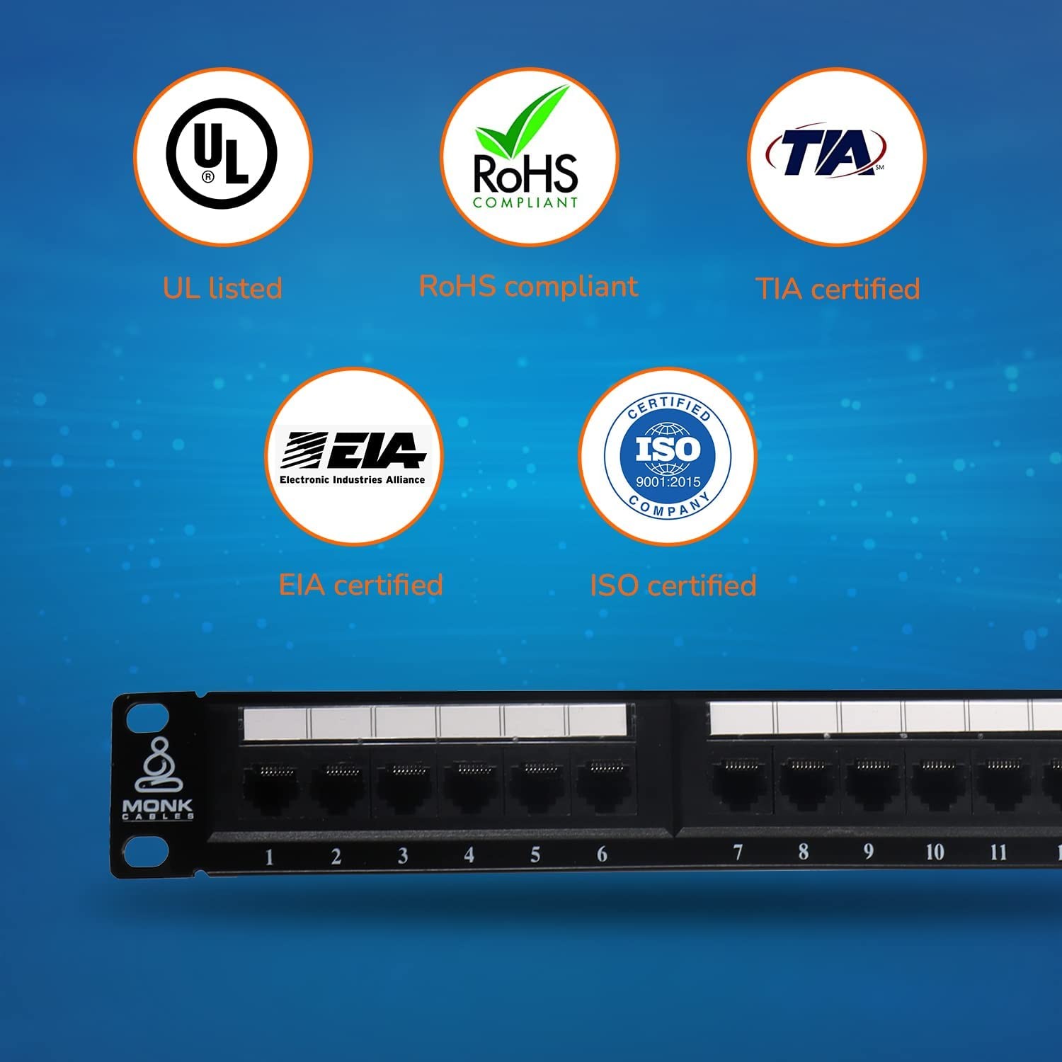 MONK CABLES | CAT6 Patch Panel | Puchdown | 24 Port