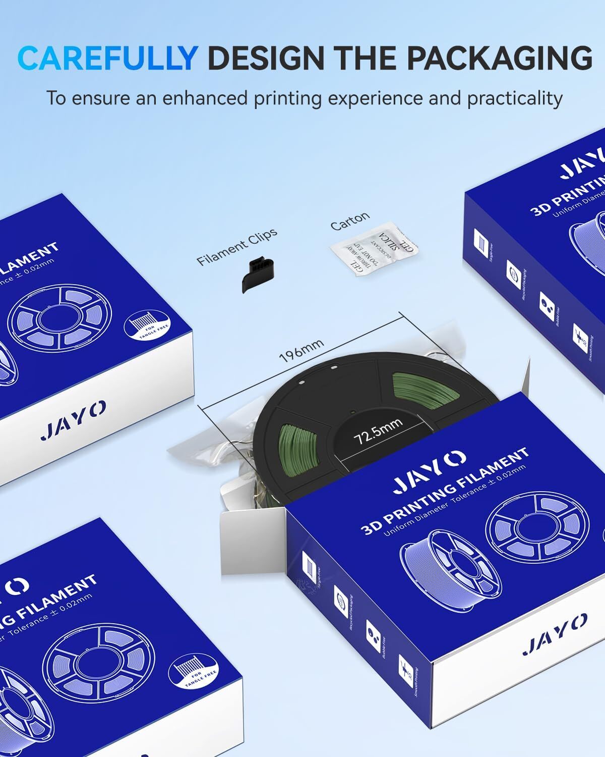 JAYO 1.75MM 5/10KG 15KG PLA SILK PLA+ PETG Filament 3D Printer Consumables 1.1KG