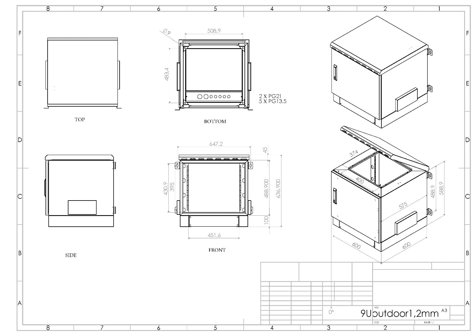 7U-12U Floor Standing Outdoor Network Cabinet – Single Wall, Weatherproof & IP55
