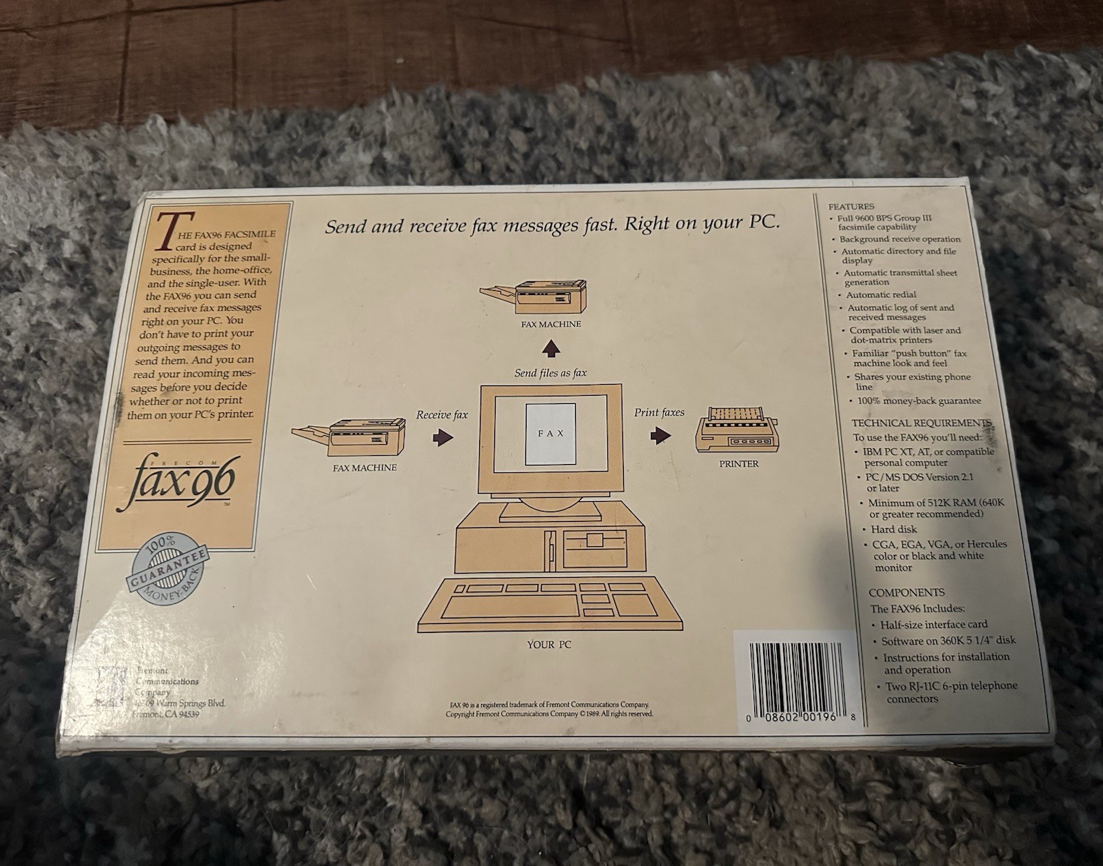 Vintage Frecom FAX96 PC Fax Modem ISA Card Complete Box DOS 5.25” Disk Manual