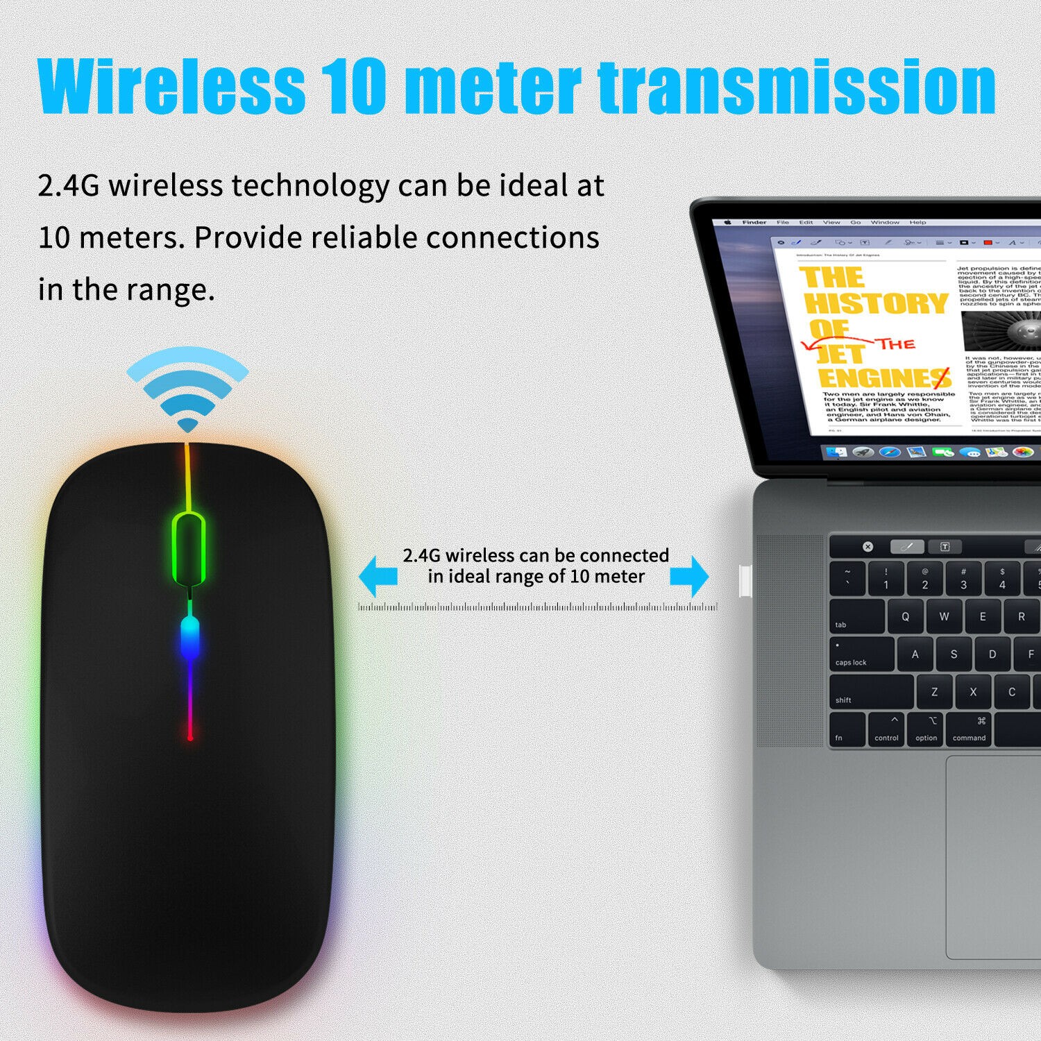 Rechargeable Slim Wireless Bluetooth 5.1 Mouse Dual Mode LED Mice iPad Laptop PC