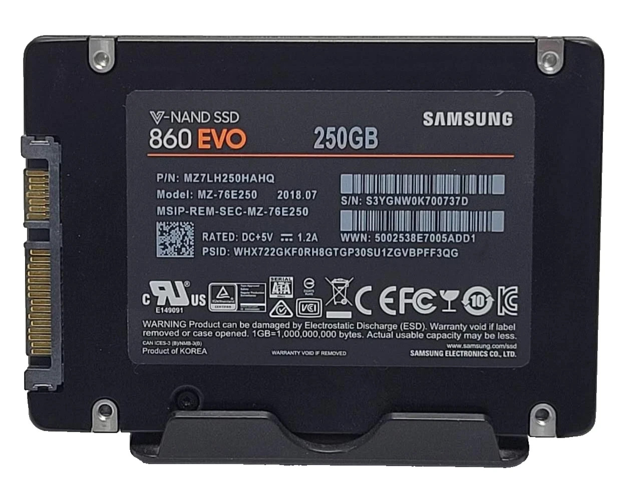 Samsung 860 EVO 250GB 2.5″ SATA SSD Solid State Drive MZ-76E250