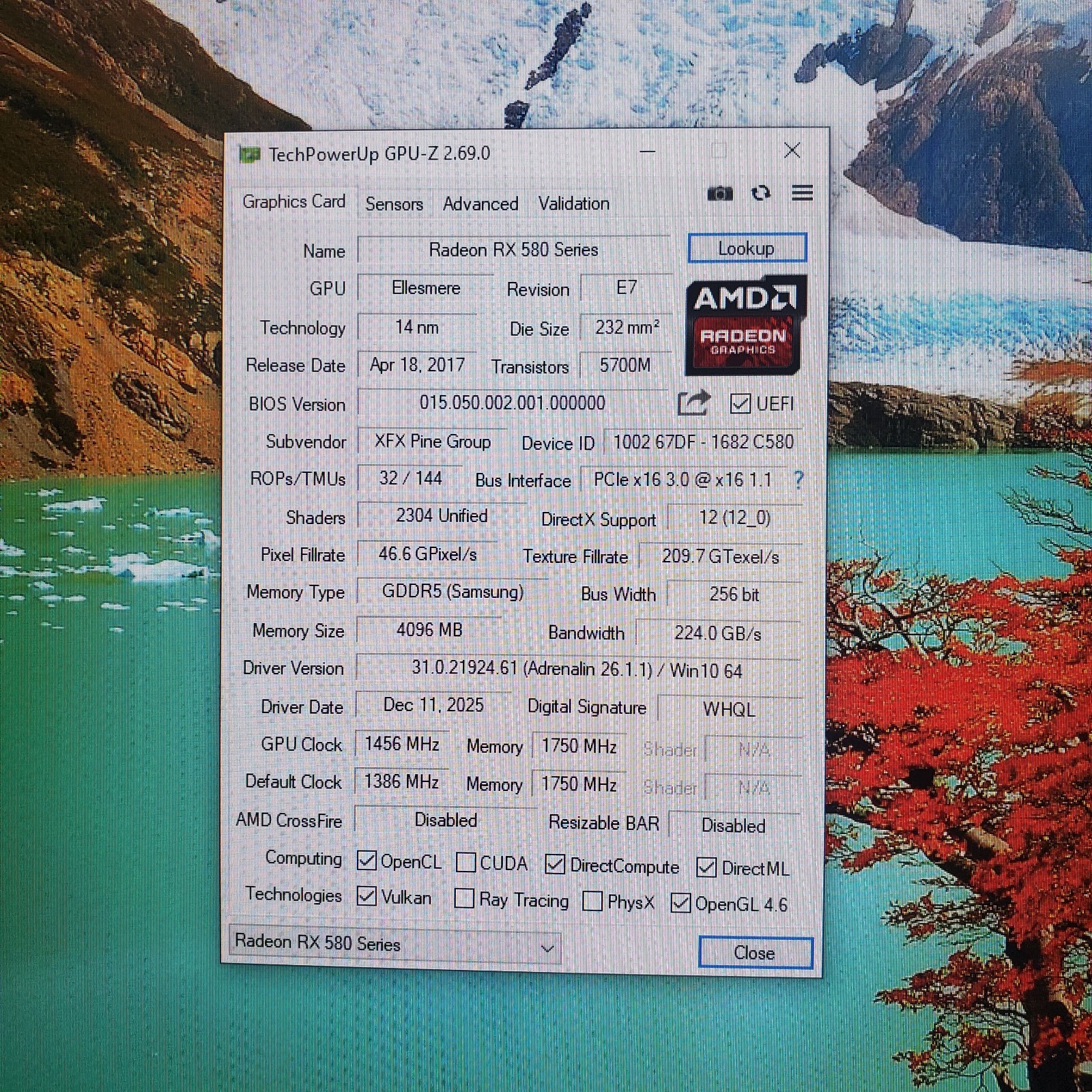 AMD XFX Radeon Rx 580 4 Gb Card
