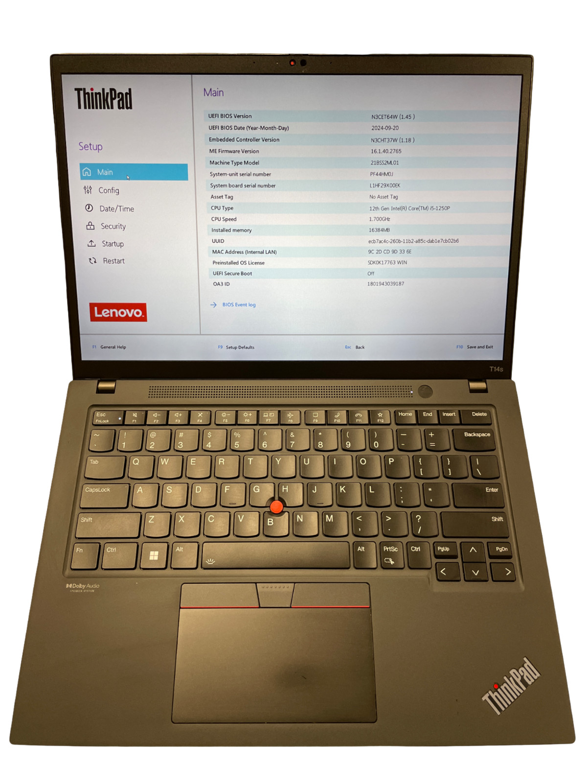 Lenovo ThinkPad T14s Gen 3 14” i5-1250P 1.7GHz 16GB RAM 512GB NVMe Touch #26