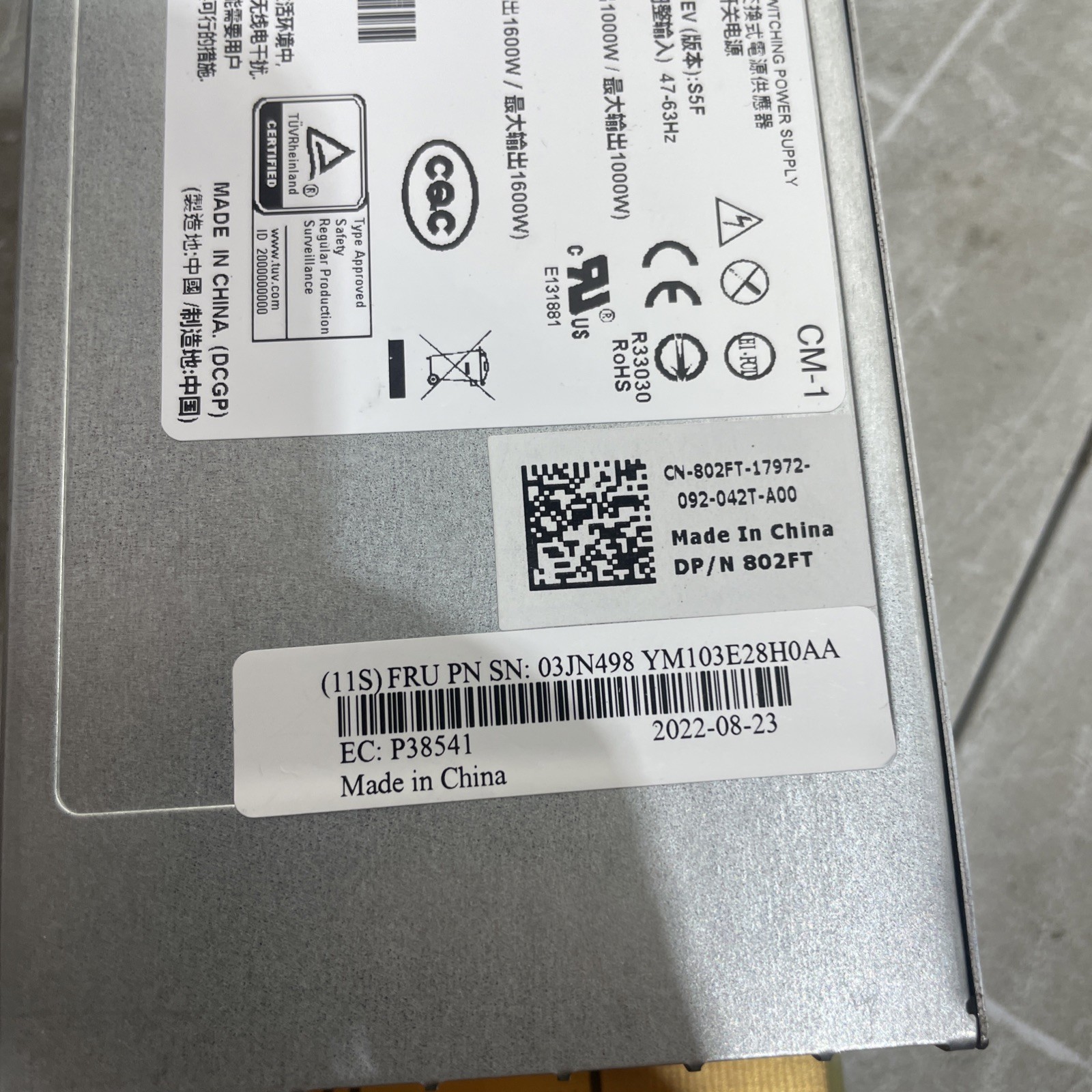 Delta DPS-1600EB A Switching Power Supply Used Untested