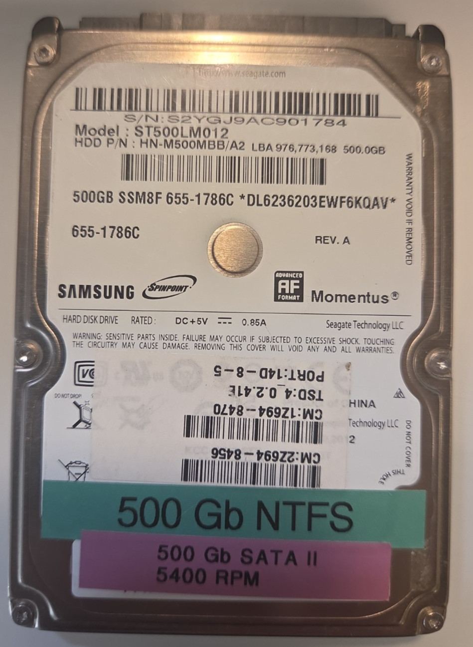 Apple Seagate ST500LM012 500GB 2.5″ SATA Laptop HDD Tested SMART Good