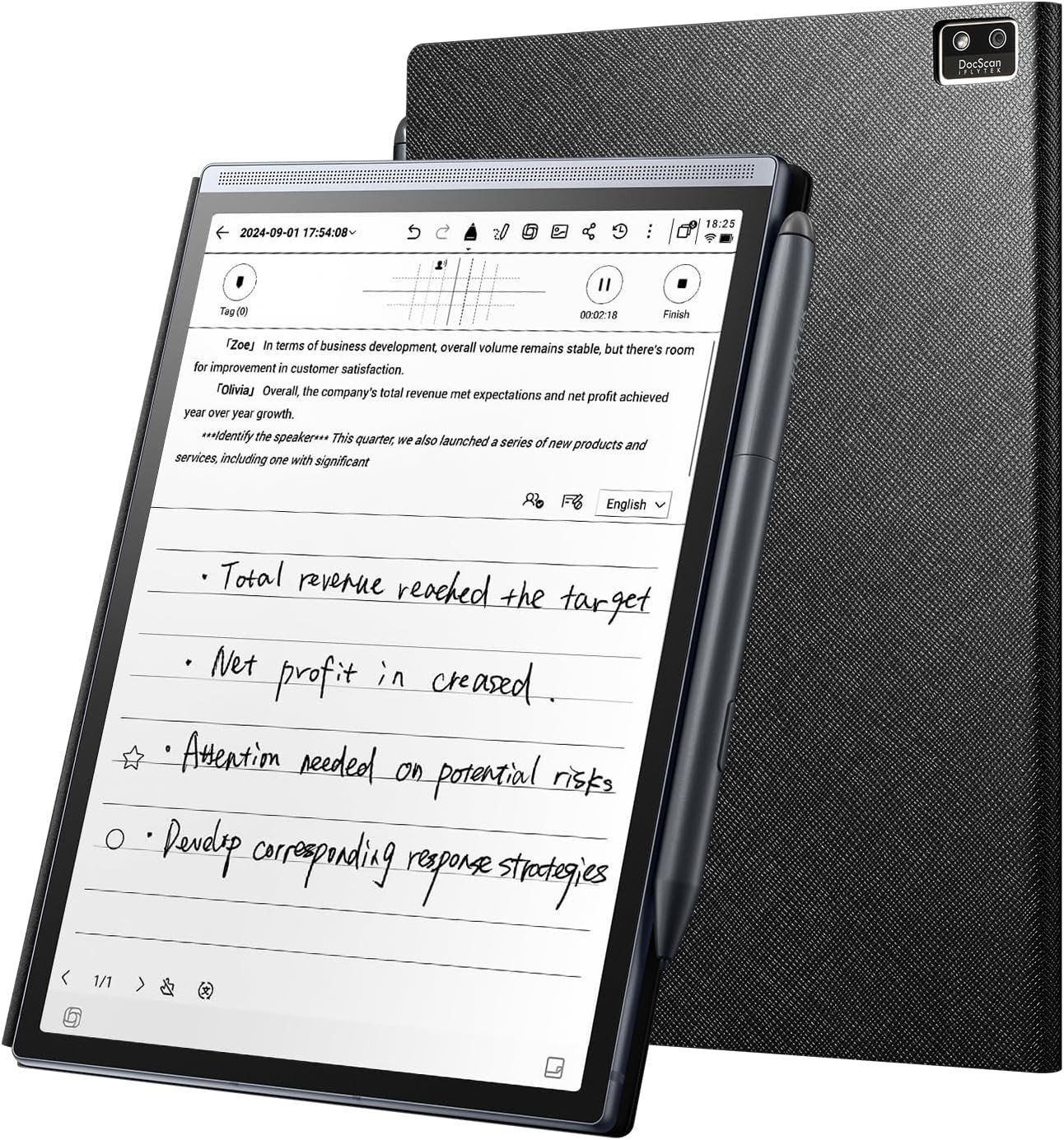 AINOTE Air 2 Bundle – Stylus Pen & Folio Case, 8.2″ AI Note Taking Tablet,Digita
