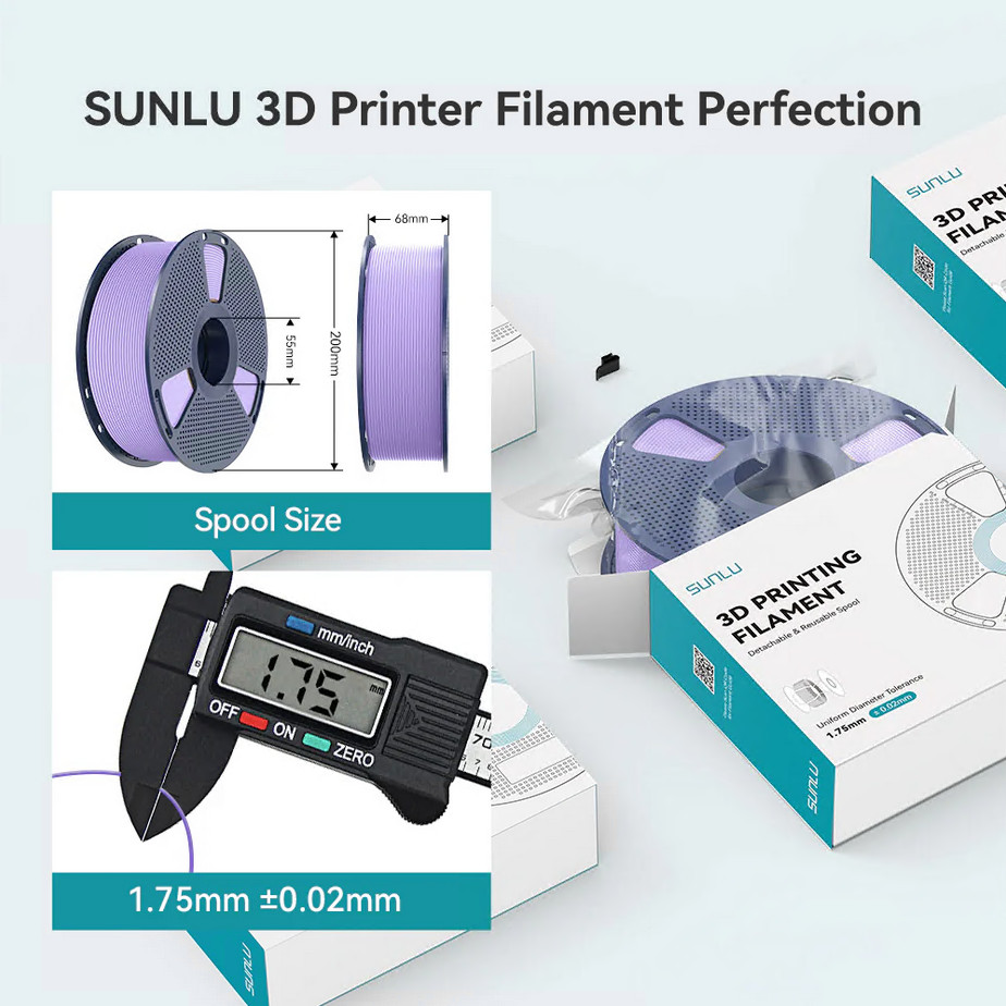 【BUY 10 PAY 6】SUNLU 1.75MM PLA Meta Filament Highly Fluid for 3D Printer Black