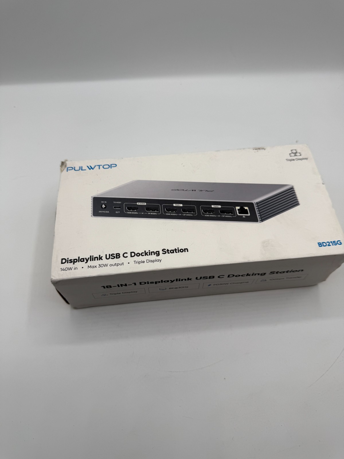 PULWTOP DisplayLink USB-C Dock 18-in-1 Triple Monitor 3 HDMI 3 DP 140W