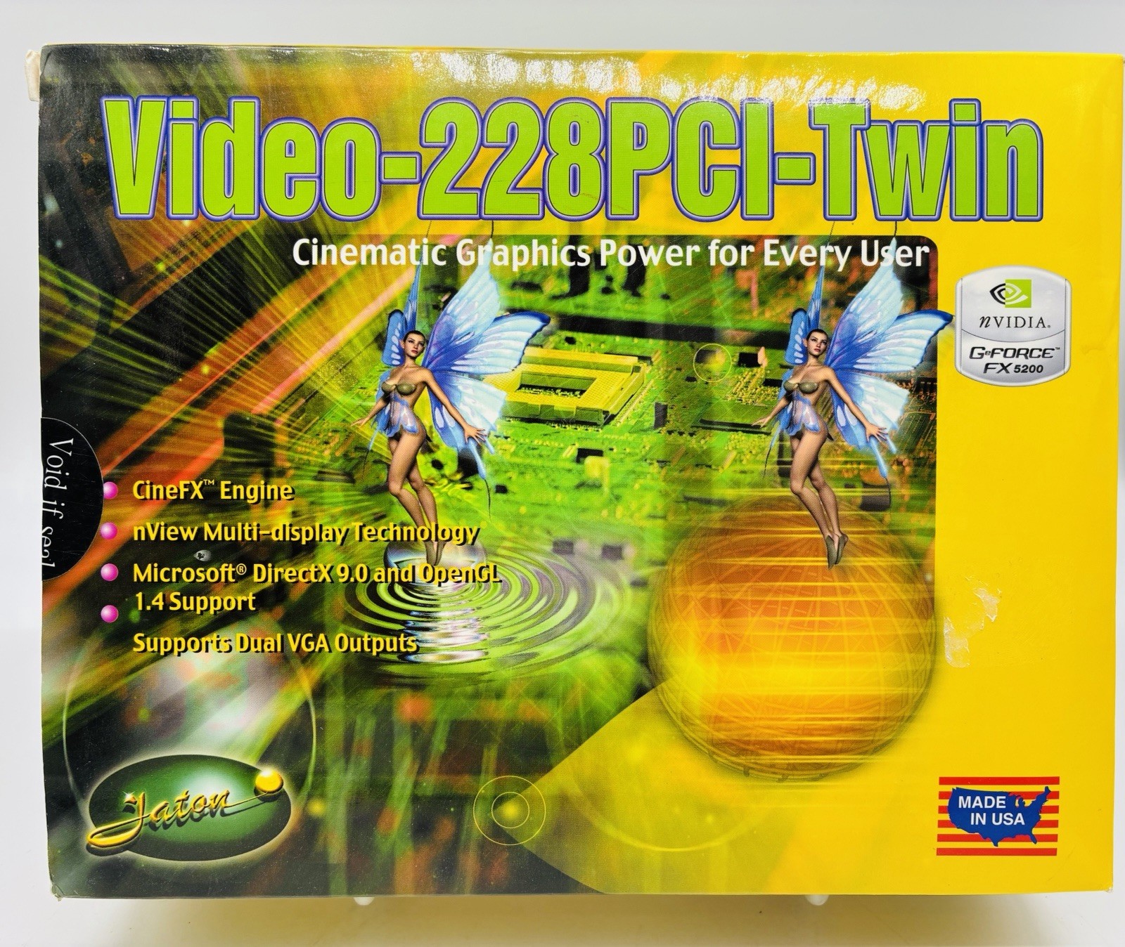 Jaton Video-228PCI-Twin GeForce FX5200 128MB PCI Card Untested Boxed
