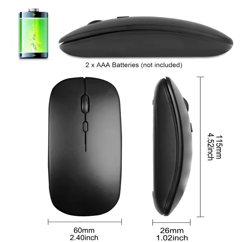 Slim Wireless Mouse 2.4GHz Optical Mice 1600DPI Ergonomic Mouse: New – Fast Ship