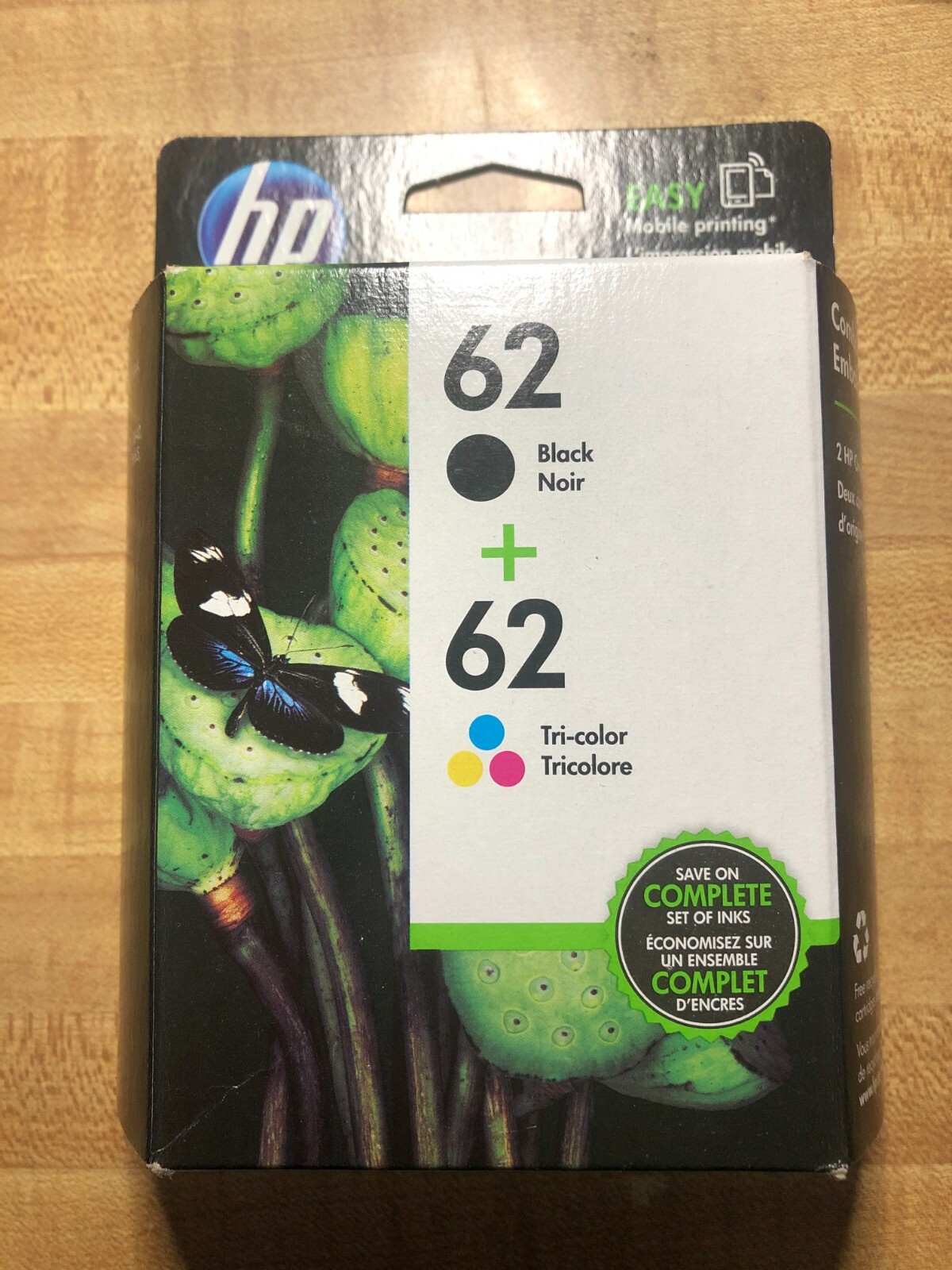HP 62 Black + 62 Tri-Color Ink Cartridges “BRAND NEW IN BOX”