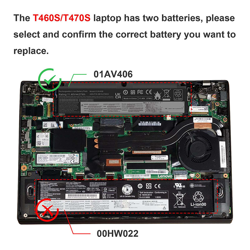 01AV406 Battery For Lenovo ThinkPad T460s T470s 00HW024 00HW025 01AV405 /Charger