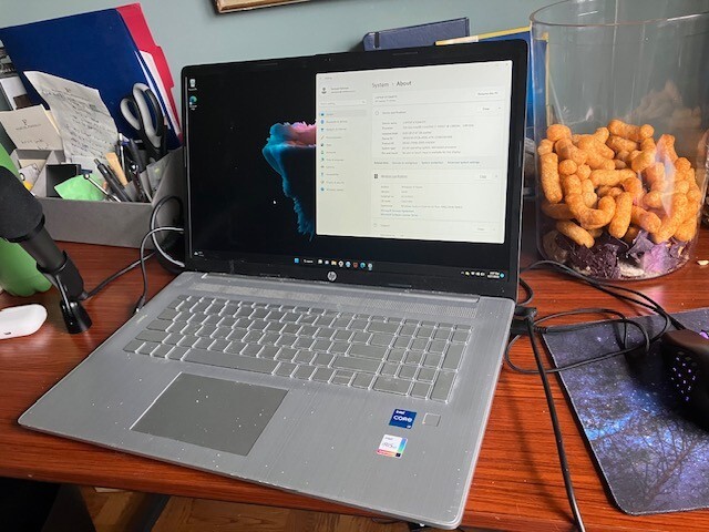 HP Windows 11 512GB, 8GB RAM:17.3″11th Gen Intel(R)Core(TM) i7[2.8GHz 2.8 GHz] 