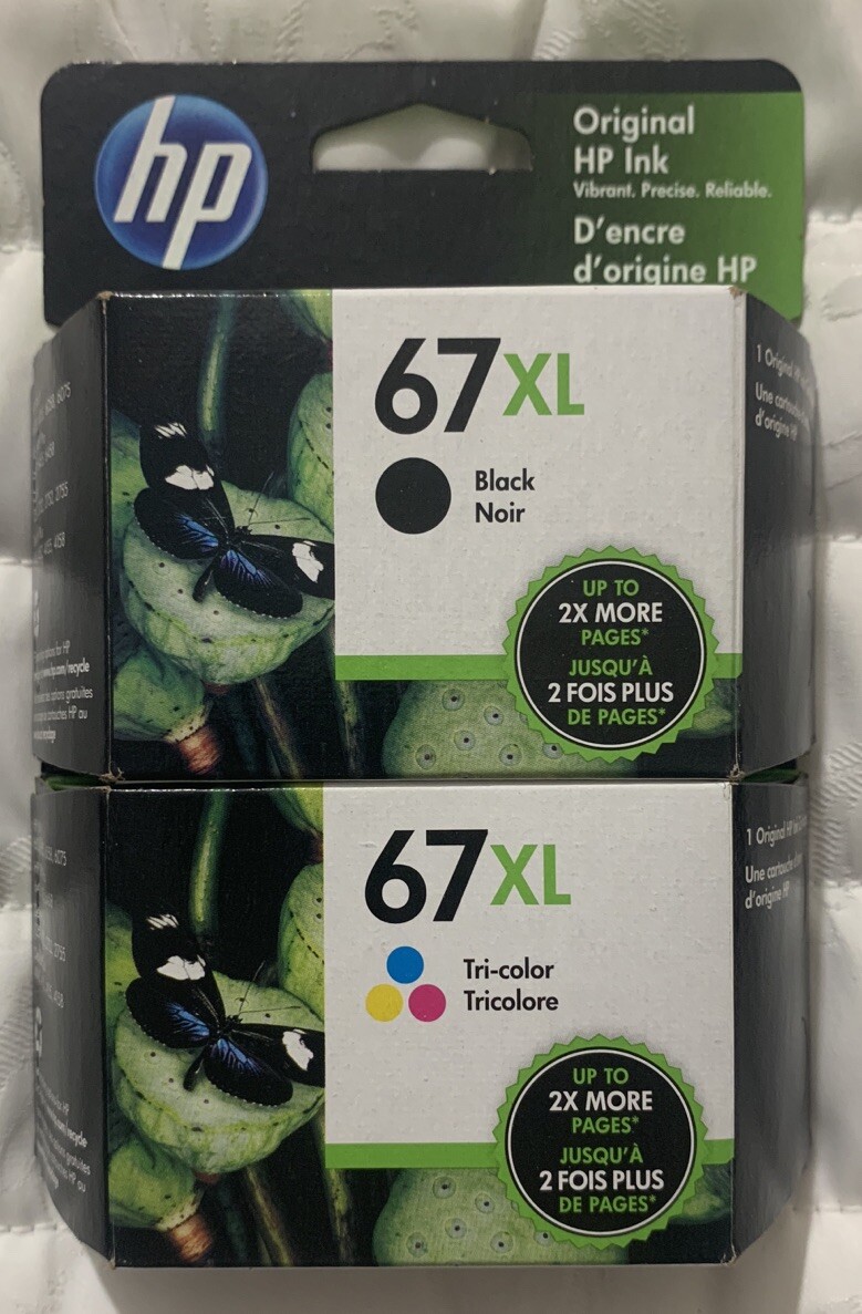 HP 67XL Black & Tricolor Ink Set 3YP31BN 3YM57AN 3YM58AN Genuine OEM Retail Box