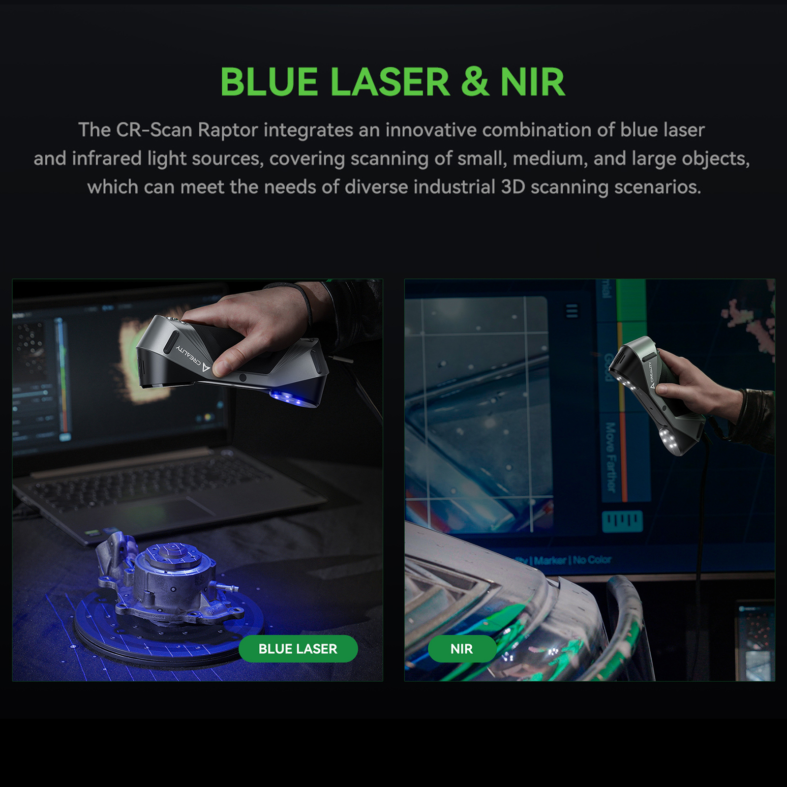 Creality CR-Scan Raptor 3D Scanner Handheld 60FPS 24Bit Full-Color Scanning P2Y6