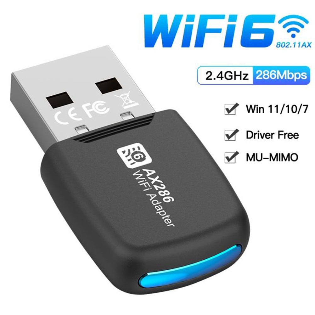 2 x (USB WIFI 6 network card 286 Mbps 802.11ax USB dongle 2.4 GHz WiFi LAN ADA1028