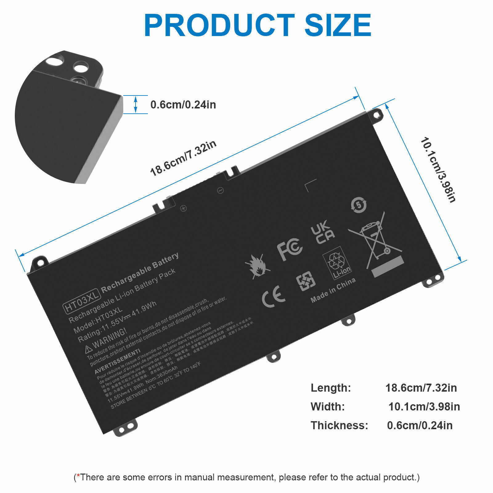 LOT 1-50 HT03XL Battery for HP Pavilion L11421-2C2 L11119-855 15-CS 15-DA 41.9Wh